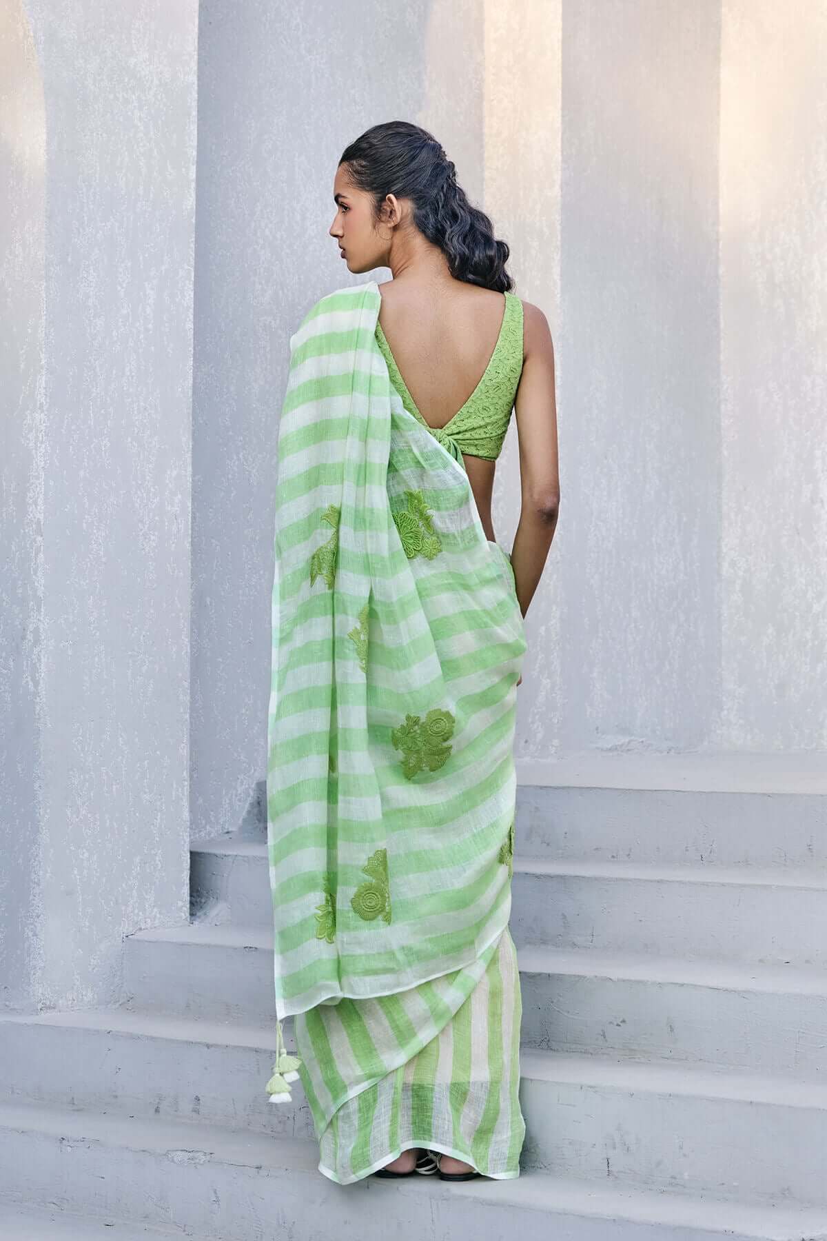 The Mastani Saree - Fresh Mint Back