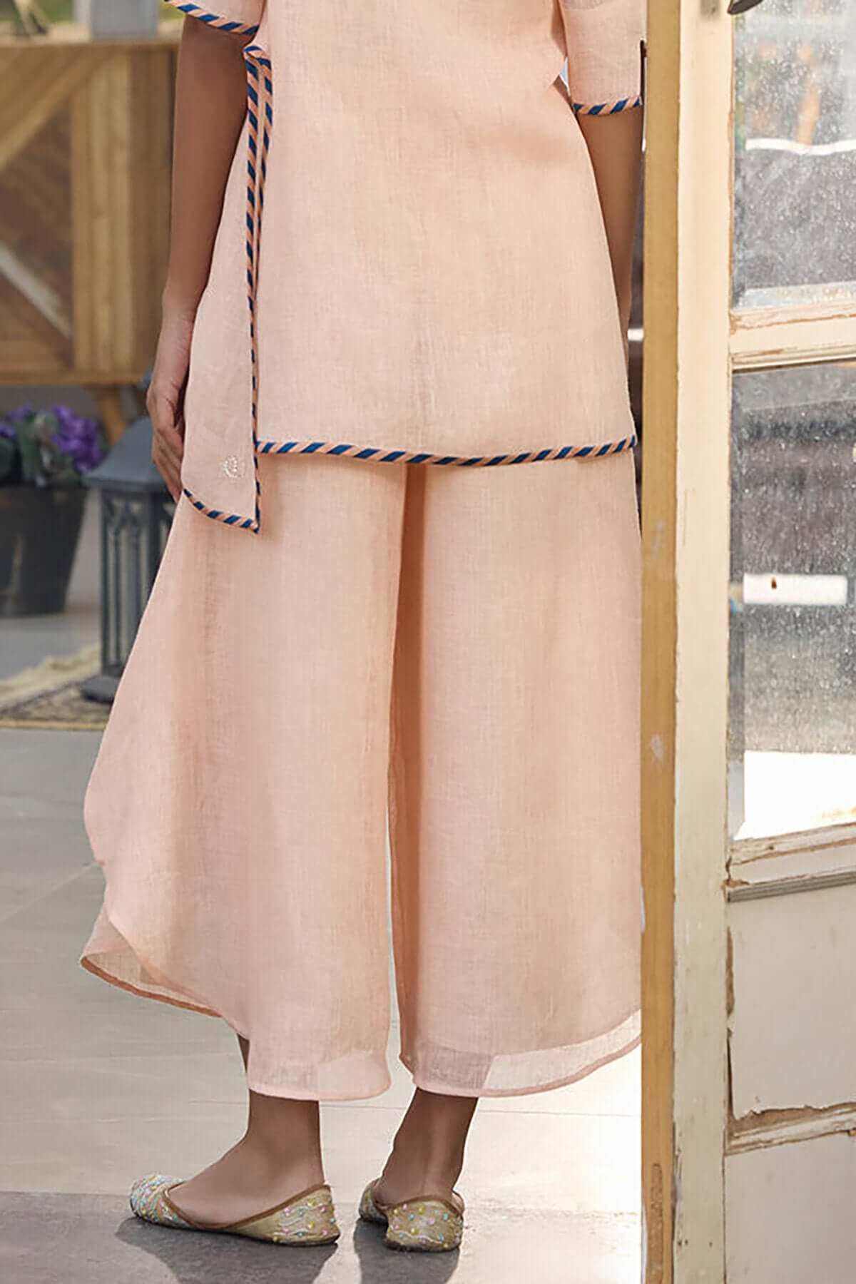 The Fifer Flared Palazzos - Peach