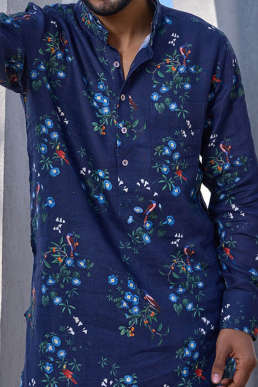 The Irshaad Kingfisher Linen Kurta