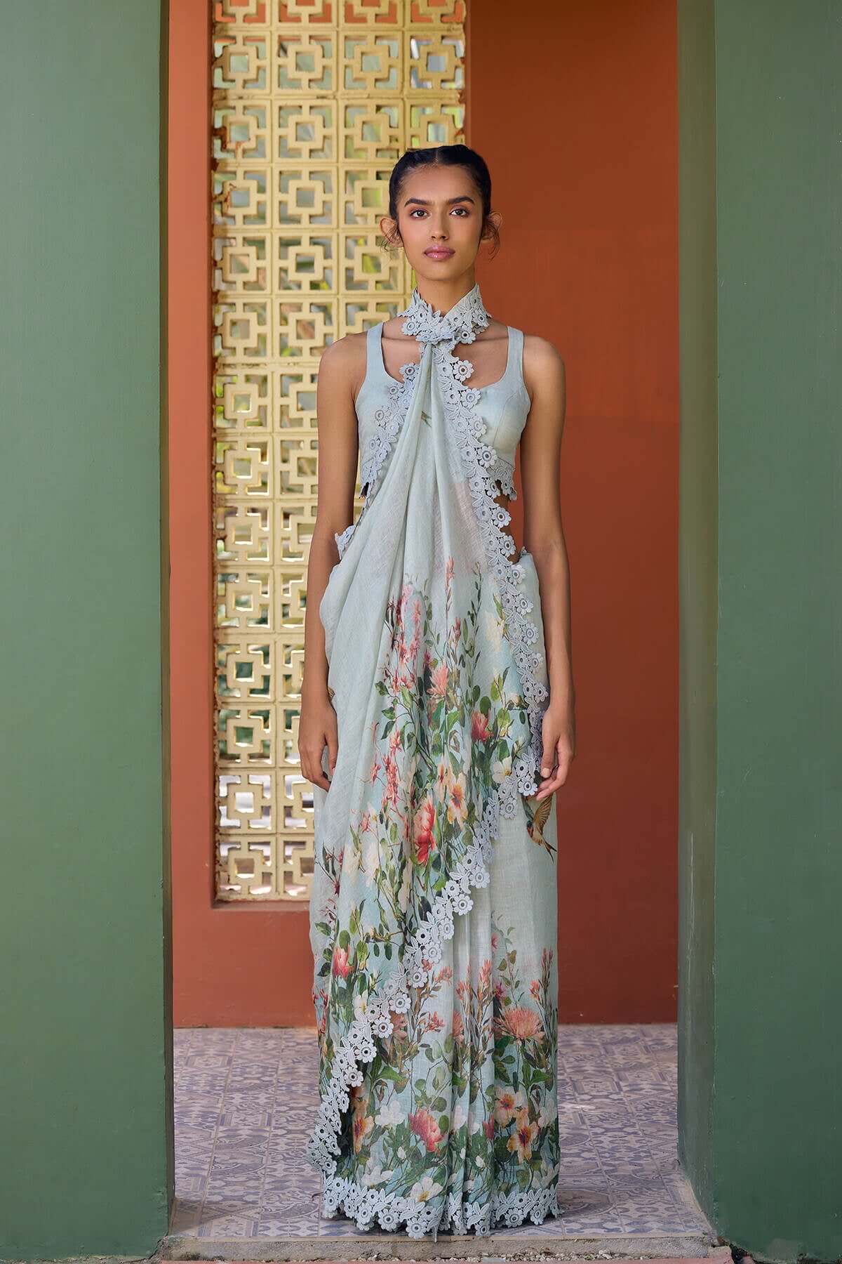 The Katha Saree - Secret Garden Front