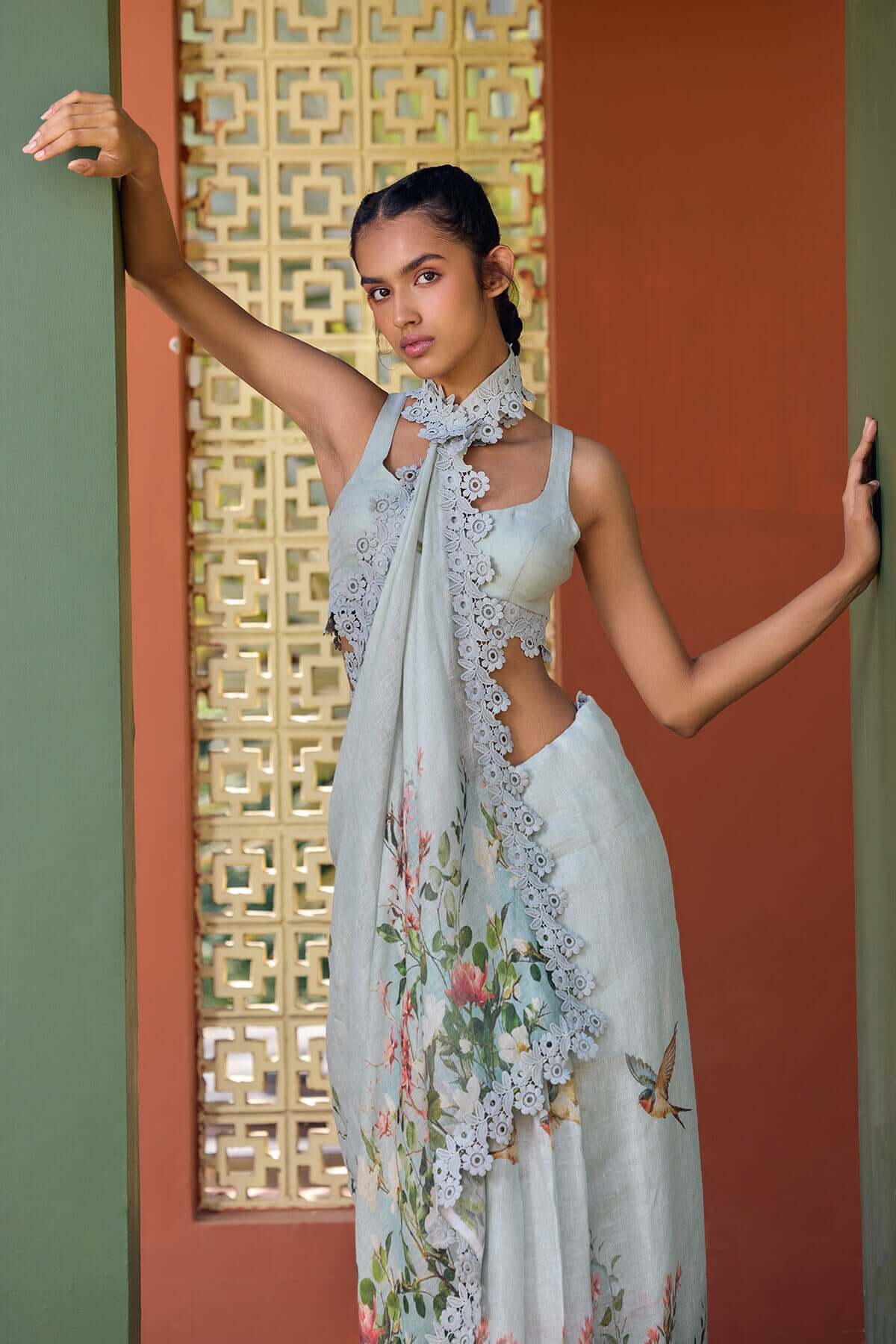 The Katha Saree - Secret Garden Front