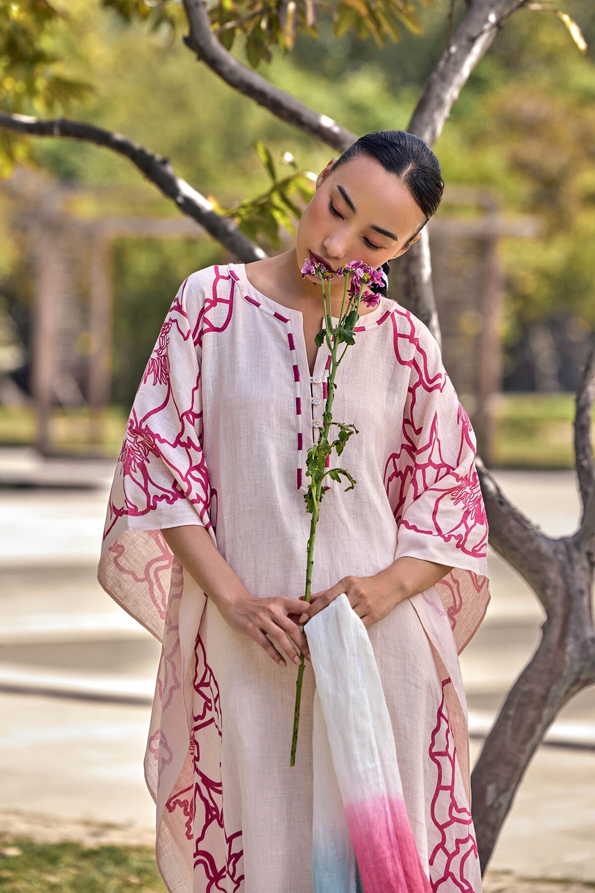 The Tarannum Kaftan - Raspberry Peach