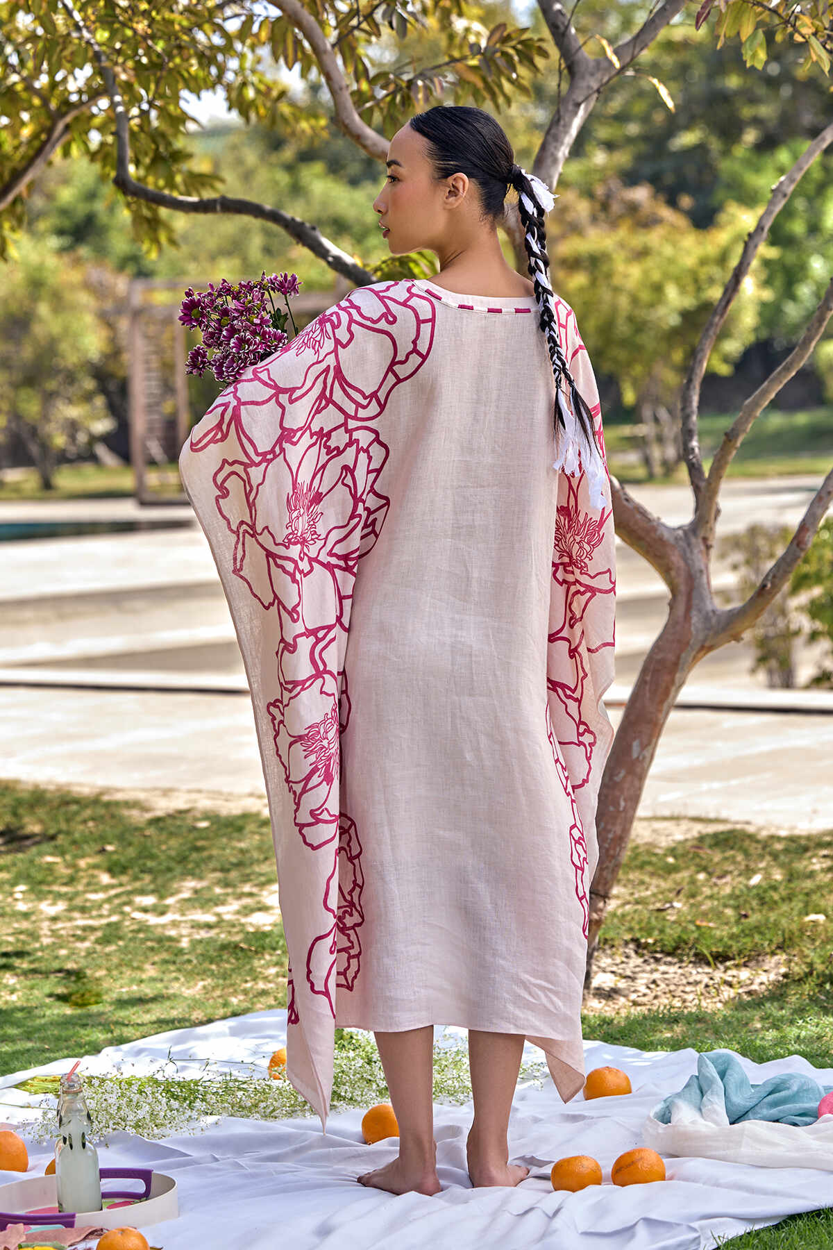 The Tarannum Kaftan - Raspberry Peach