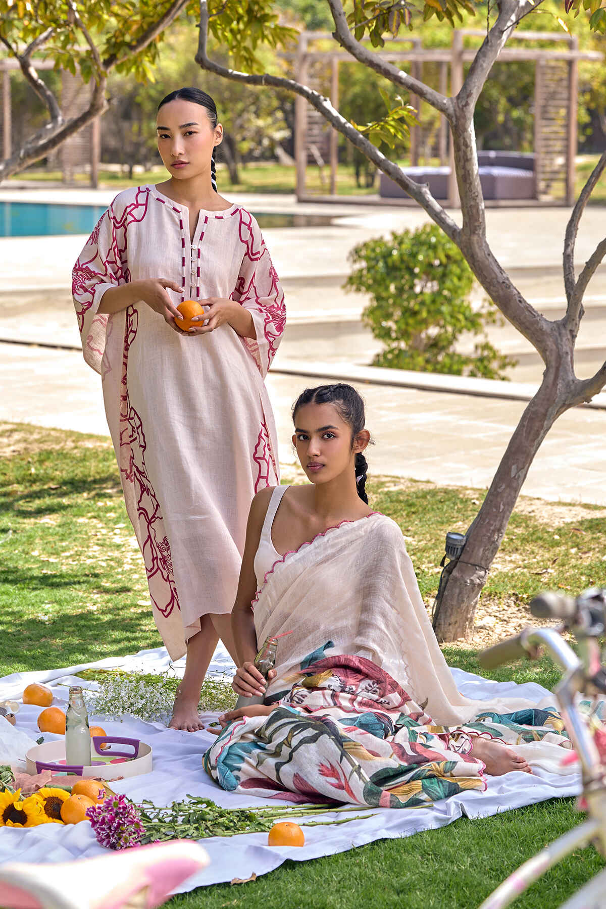 The Tarannum Kaftan - Raspberry Peach