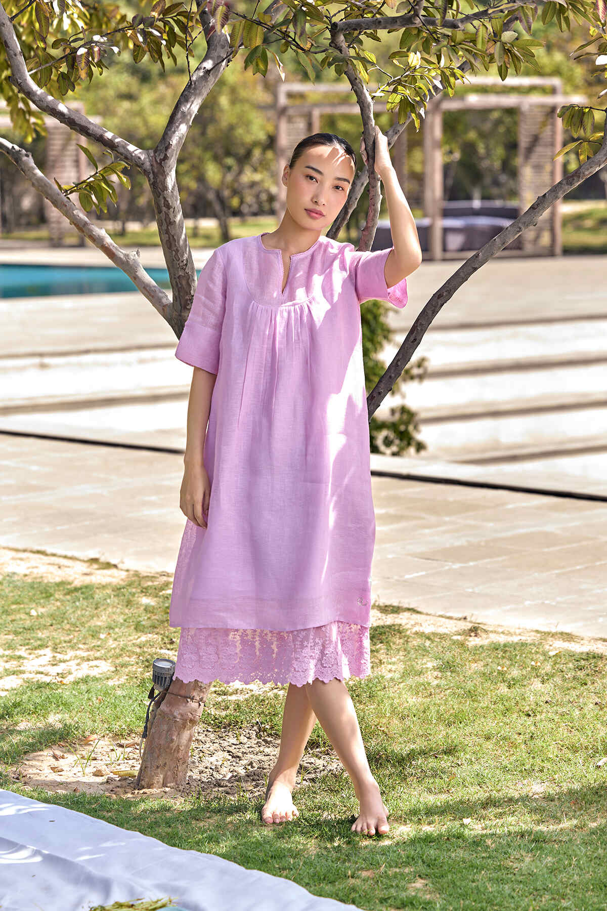 La Romanza Lilac Dreams Linen Dress, YLDS/1968 / M / Lilac