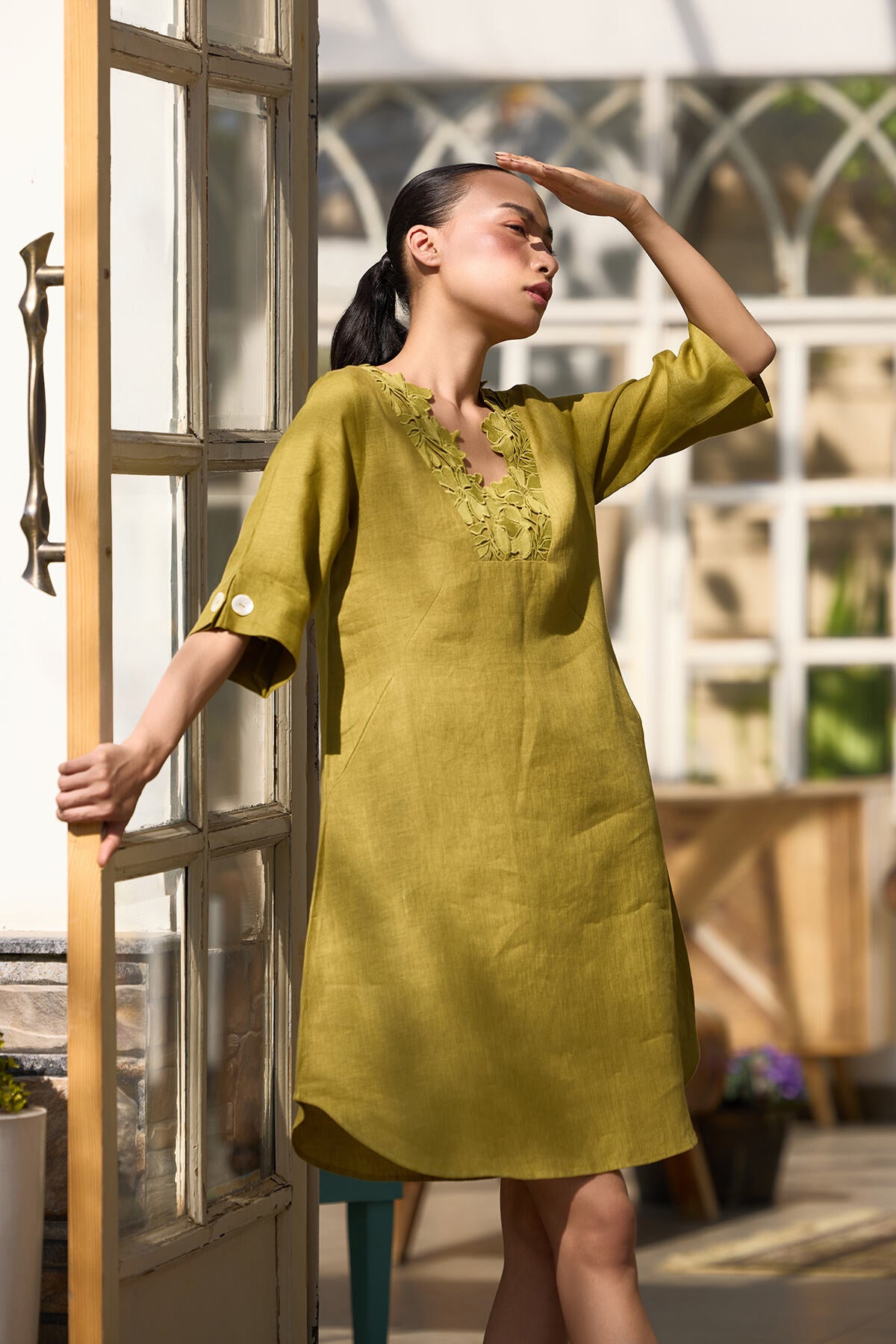 The Guftagu Dress - Fern Green