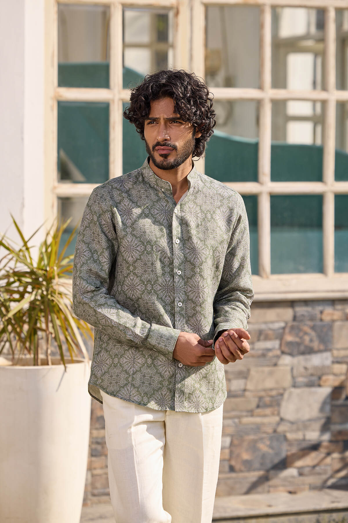 The Sheridan Shirt - Green Bagru