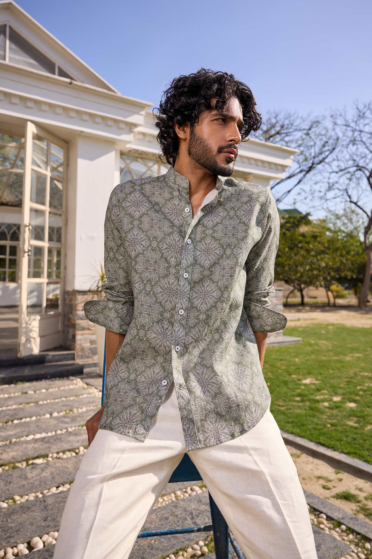 The Sheridan Shirt - Green Bagru