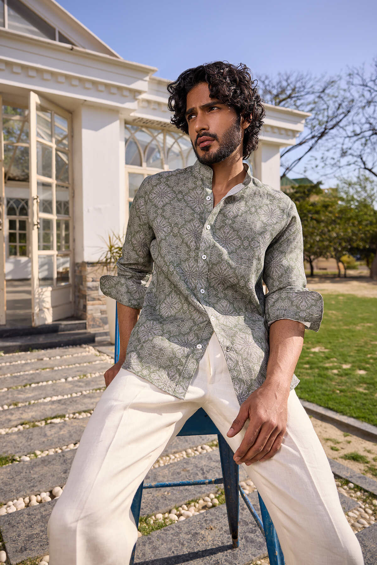 The Sheridan Shirt - Green Bagru