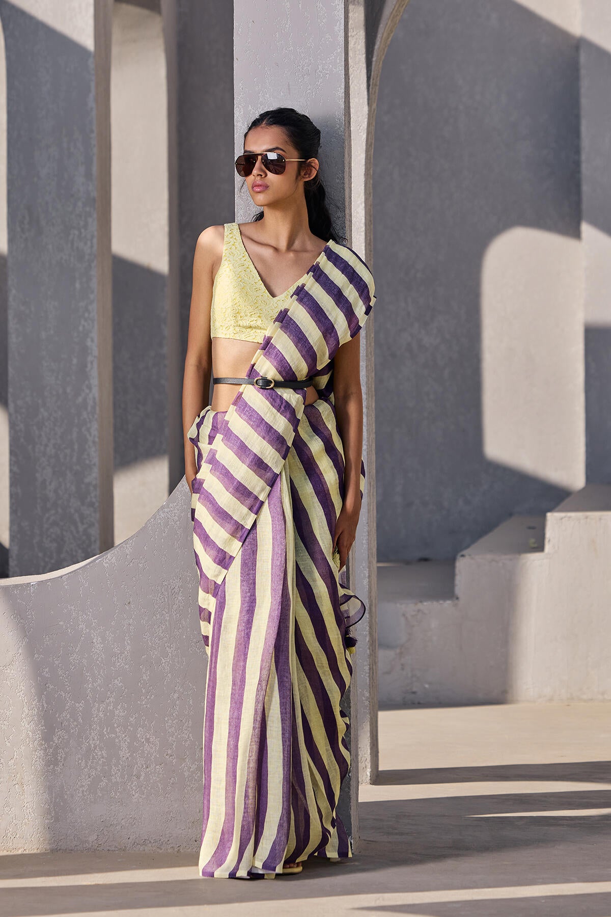 The Mastani Saree - Majestic Citrus Front