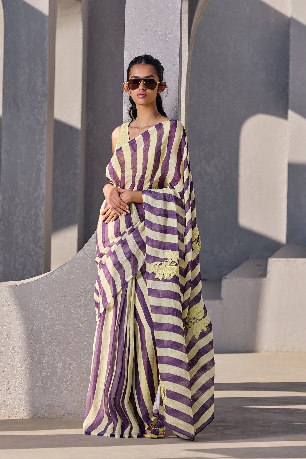 The Mastani Saree - Majestic Citrus Front