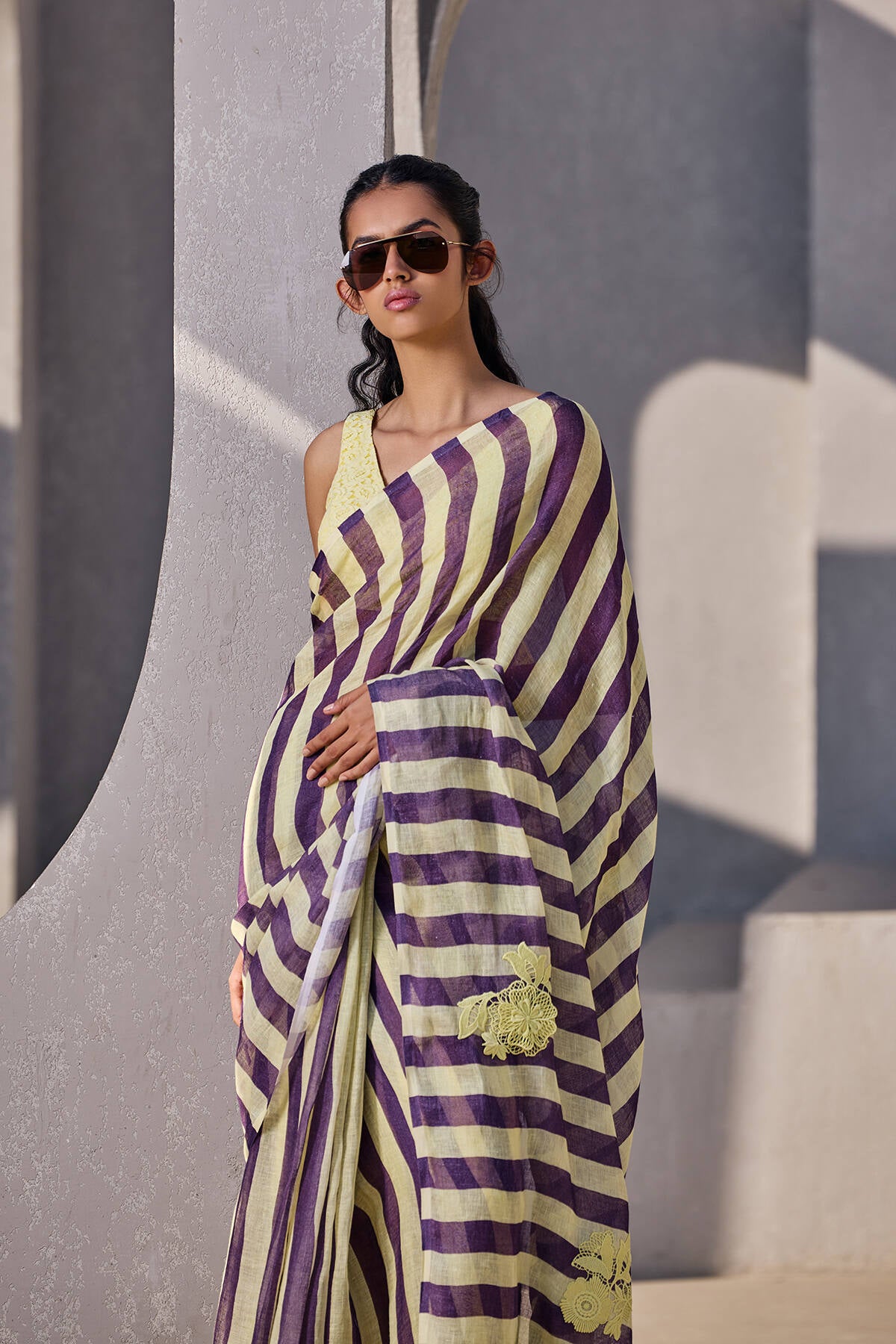 The Mastani Saree - Majestic Citrus Front