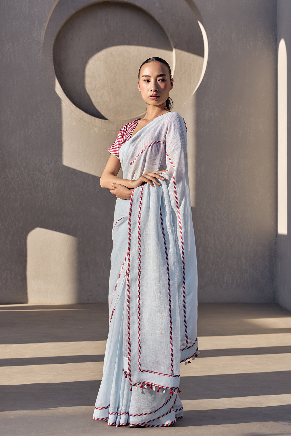 The Mehfil Saree - Hibiscus Blush Front