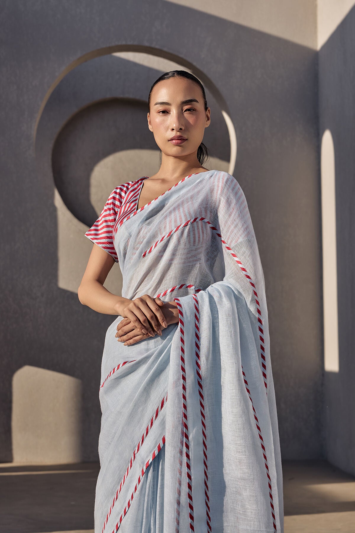 The Mehfil Saree - Hibiscus Blush Front