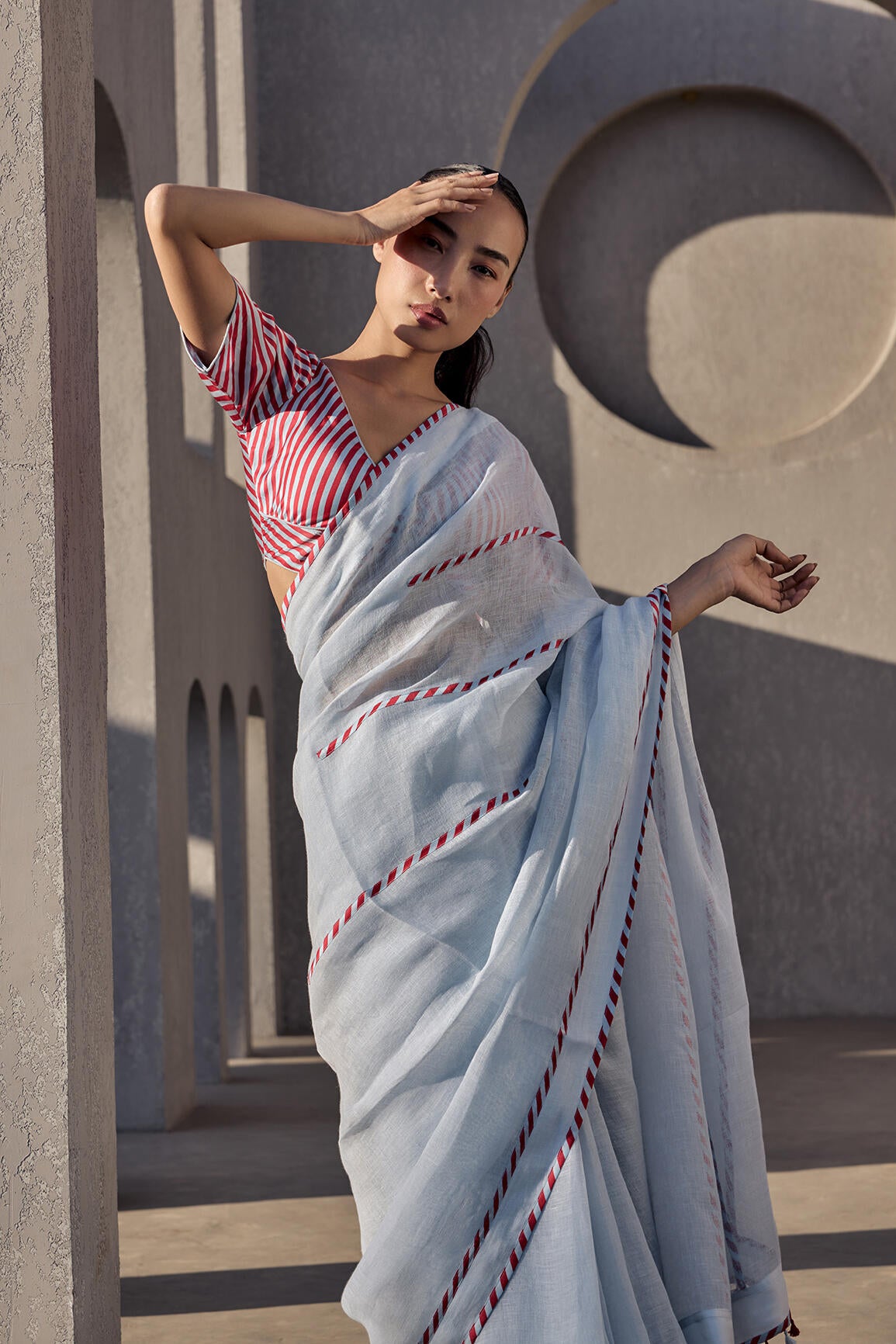 The Mehfil Saree - Hibiscus Blush Front