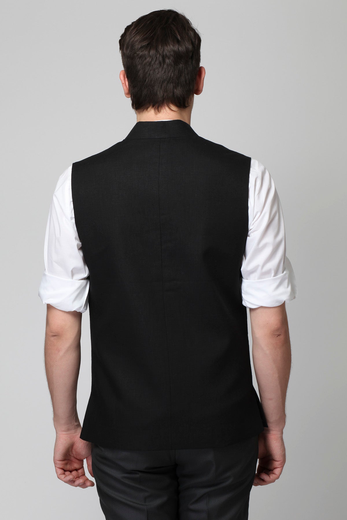 Vintage Mens Sleeveless Black Nehru Jacket - Yellwithus.com