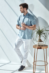 Classic Short Sleeve Shirt - Light Blue Chambray | Yellwithus.com