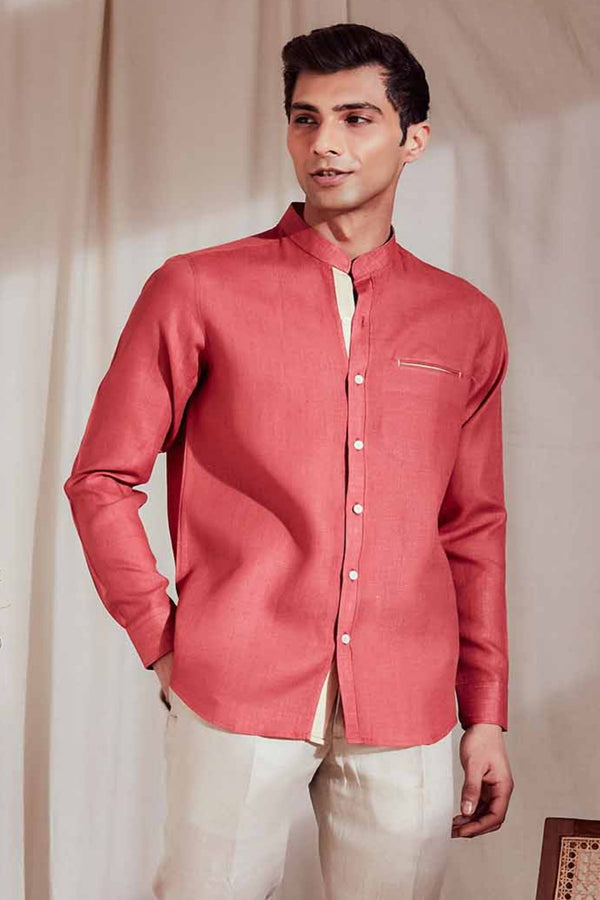 The Eirian Shirt - Red Brick 100% Linen | Yellwithus.com