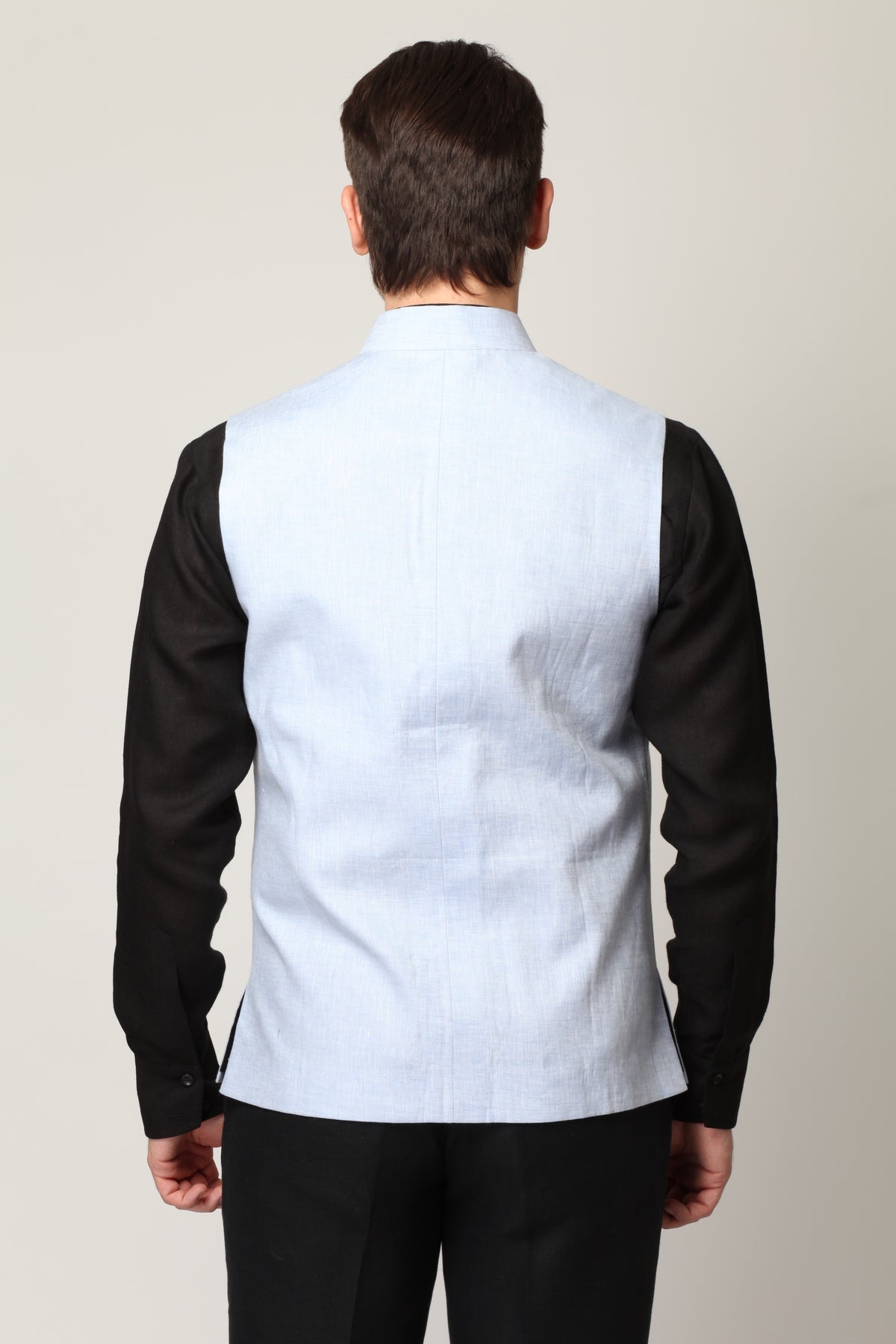 Vintage Men's Light Blue Nehru Jacket-Yellwithus.com