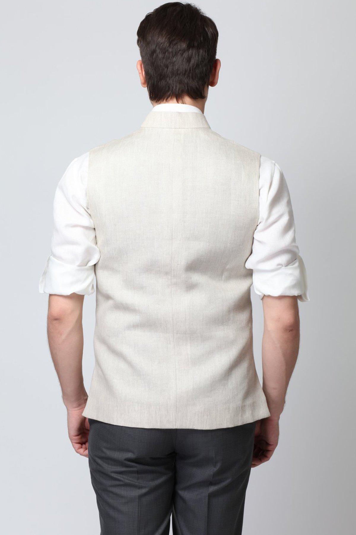 Vintage Beige Nehru Jacket for Men - Yellwithus.com