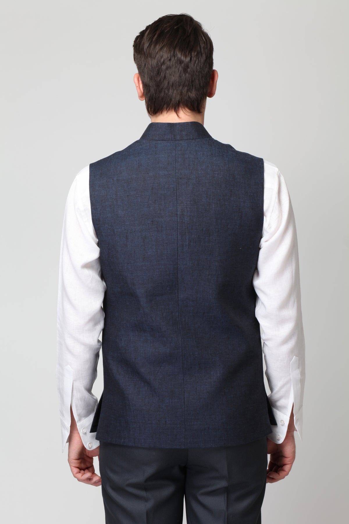 Vintage Men's Dark Blue Nehru Modi Jacket-Yellwithus.com