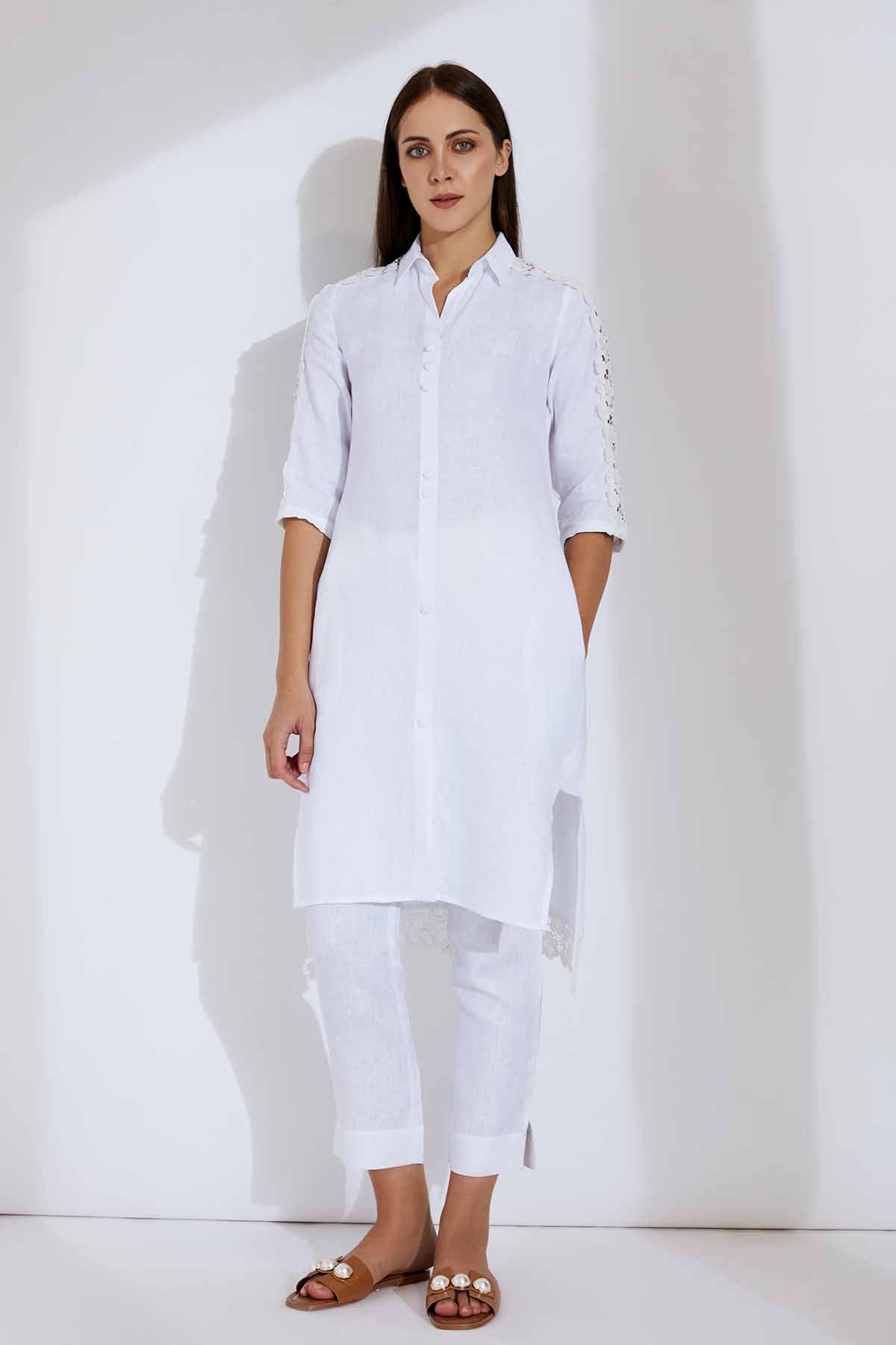 The Alora Kurta White - Yellwithus.com