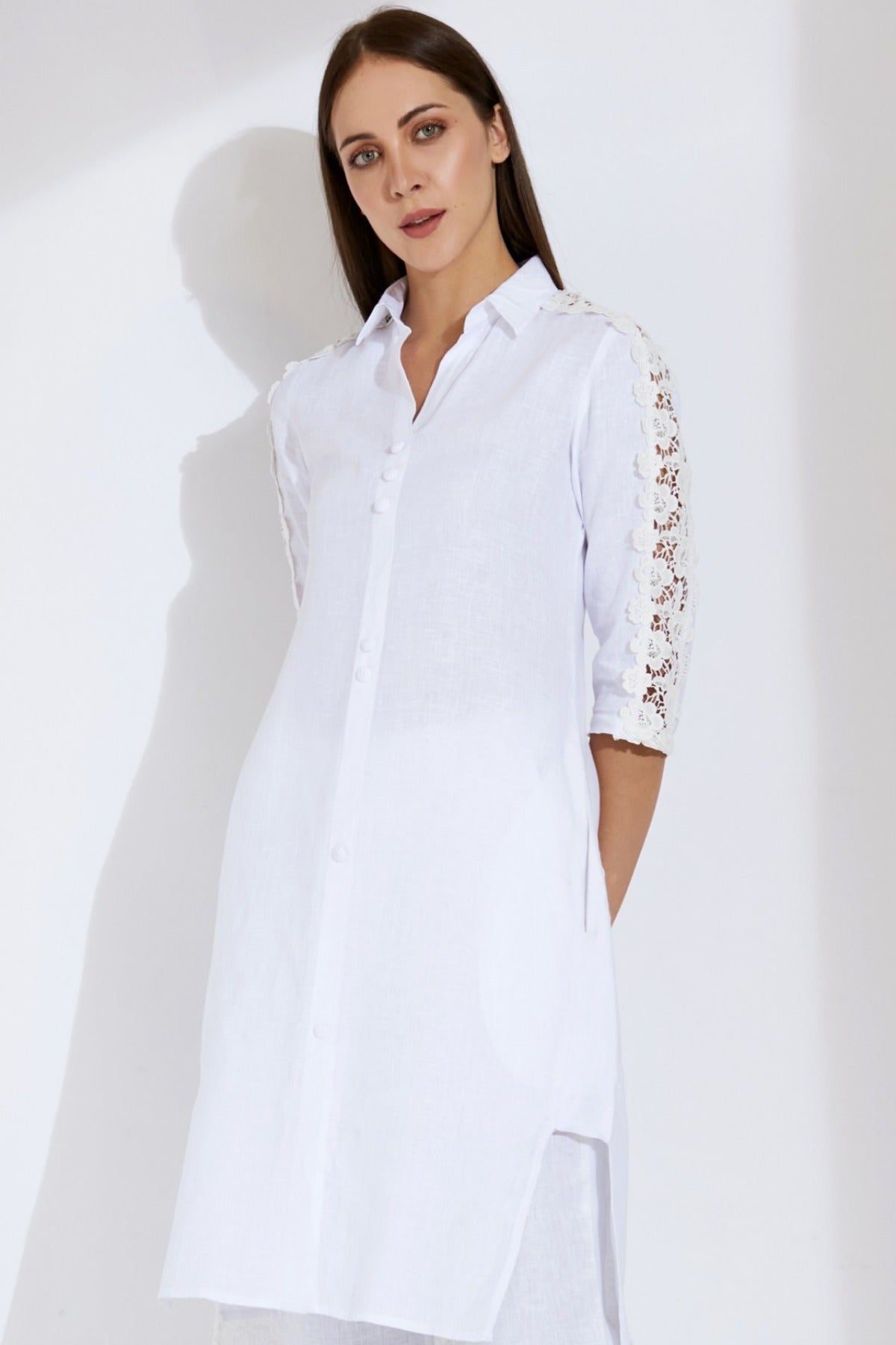The Alora Kurta White - Yellwithus.com