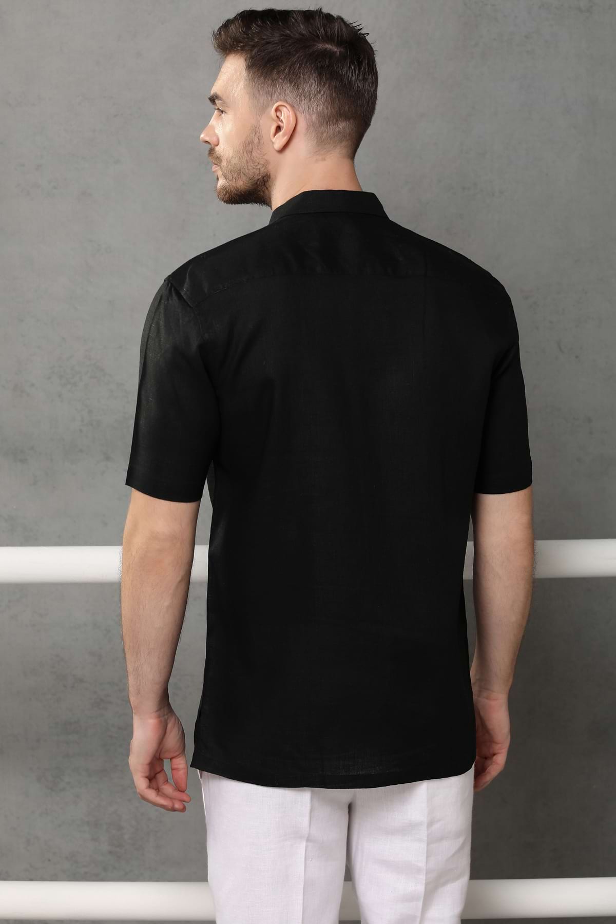 Classic Short Sleeve Shirt - Jet Black Color | Yellwithus.com