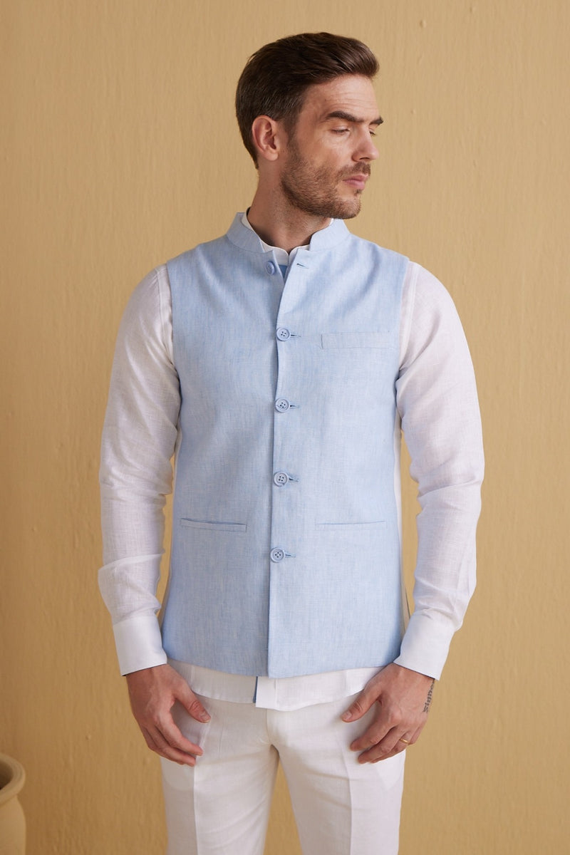 The Soren Light Blue Linen Coat