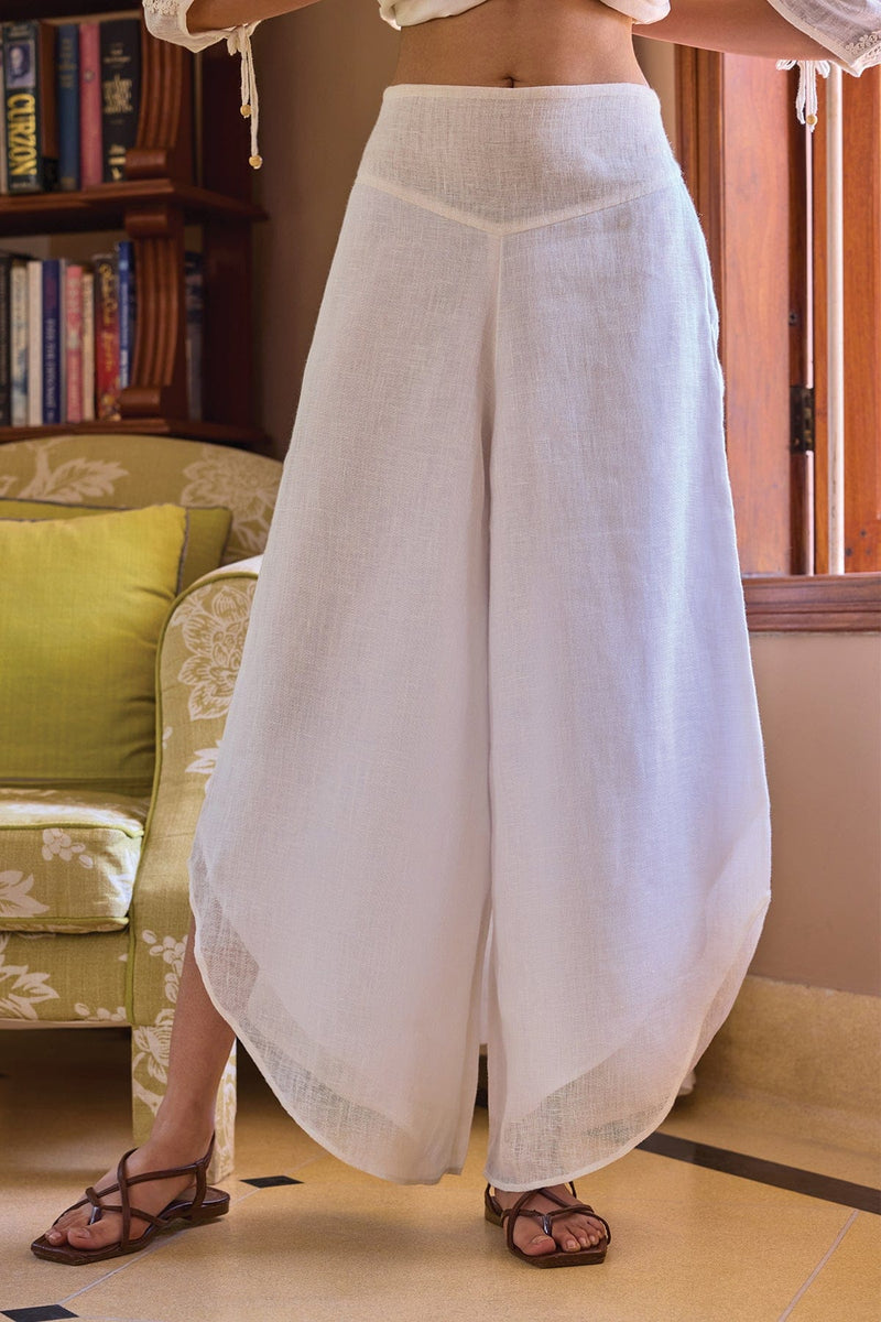 The Myrtle Off White Gauze Linen Palazzo