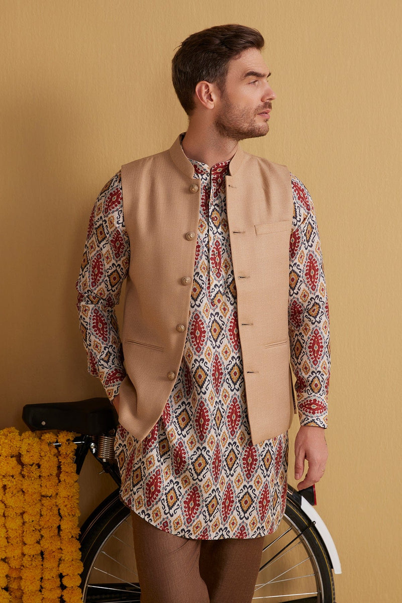 The Shahan Pashmina Brown Linen Coat