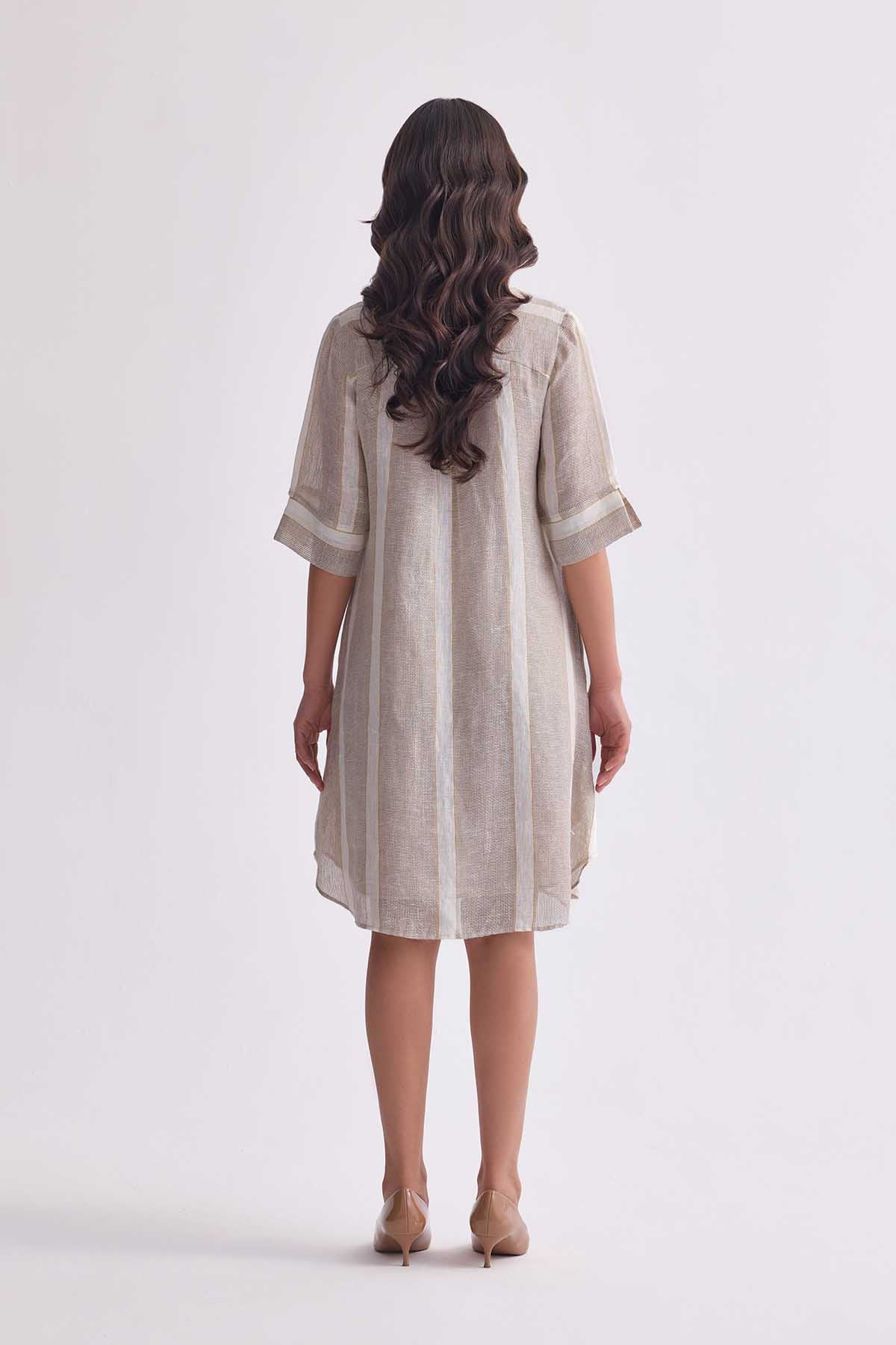 The Lishitha Dress - Beige Stripe