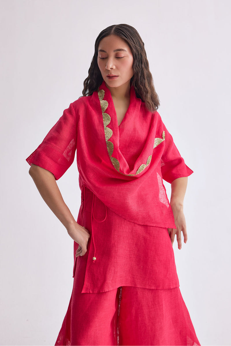 Boho Banno Fuchsia Linen Cape Set