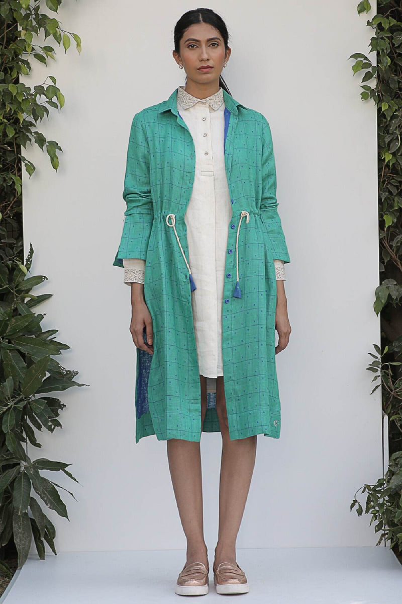 Charming Houndstooth Shrug - Green Bonde Check