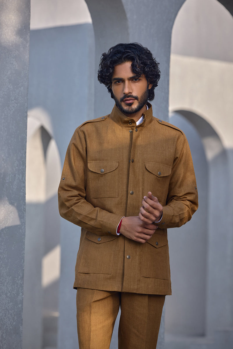 The Gallant Brown Linen Safari Jacket