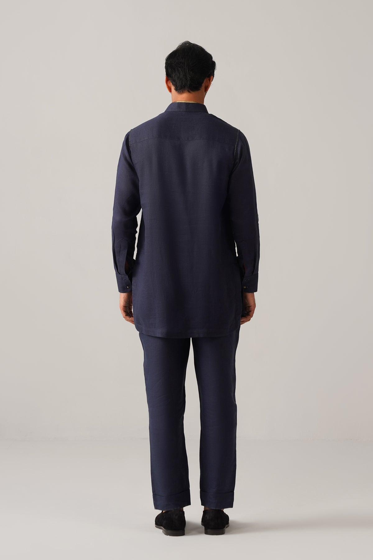The Rehmat Dark Blue Linen Kurta