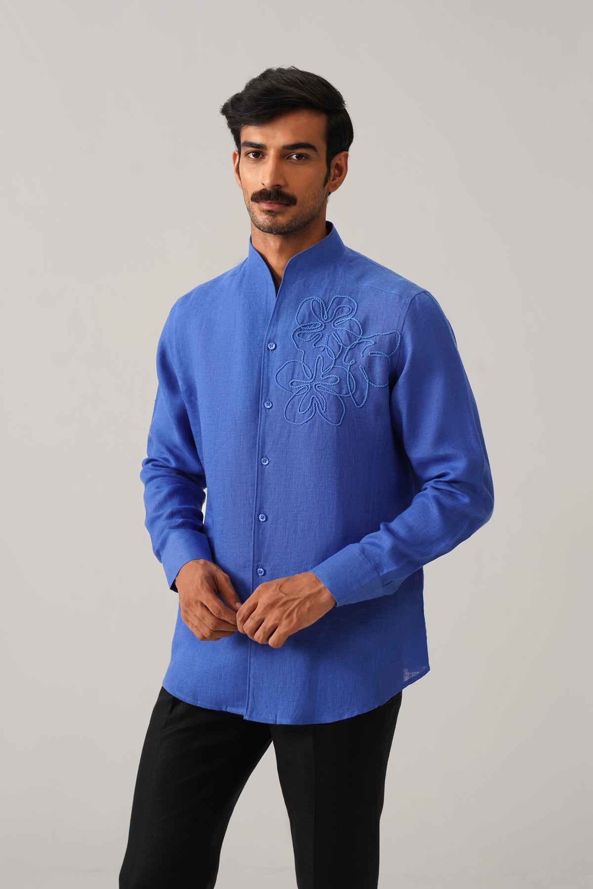 The Ruhaan Royal Blue Linen Shirt