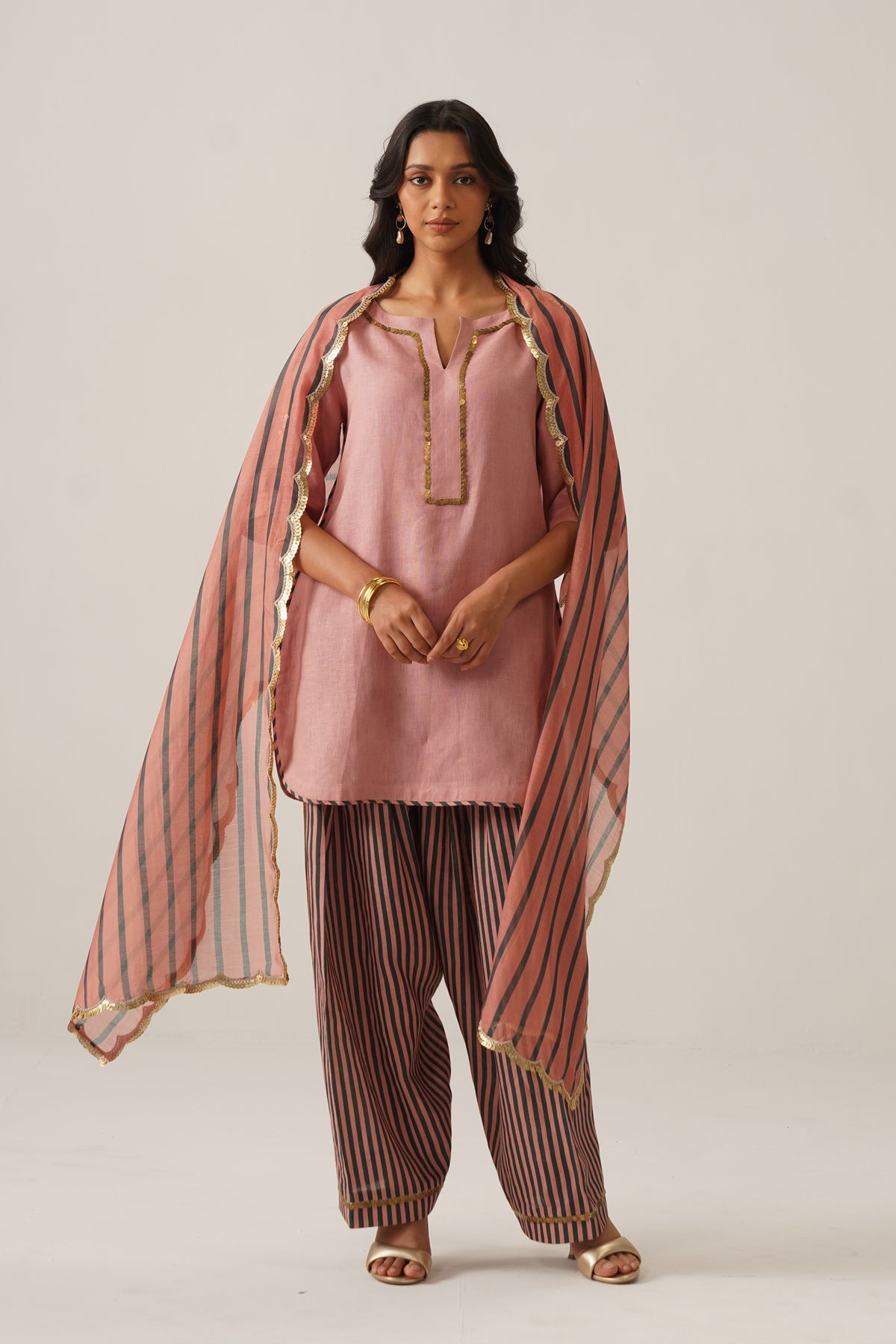 The Zareen Coral Linen Kurti