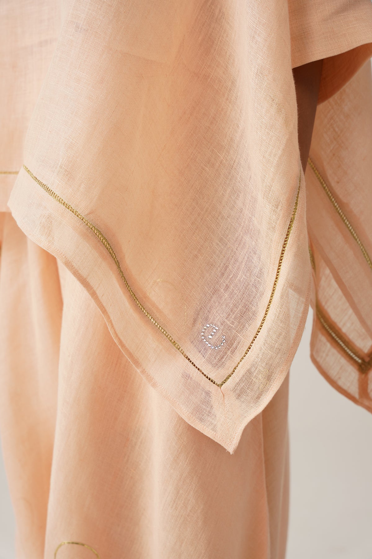 The Firdaus Peach Gauze Linen Cape