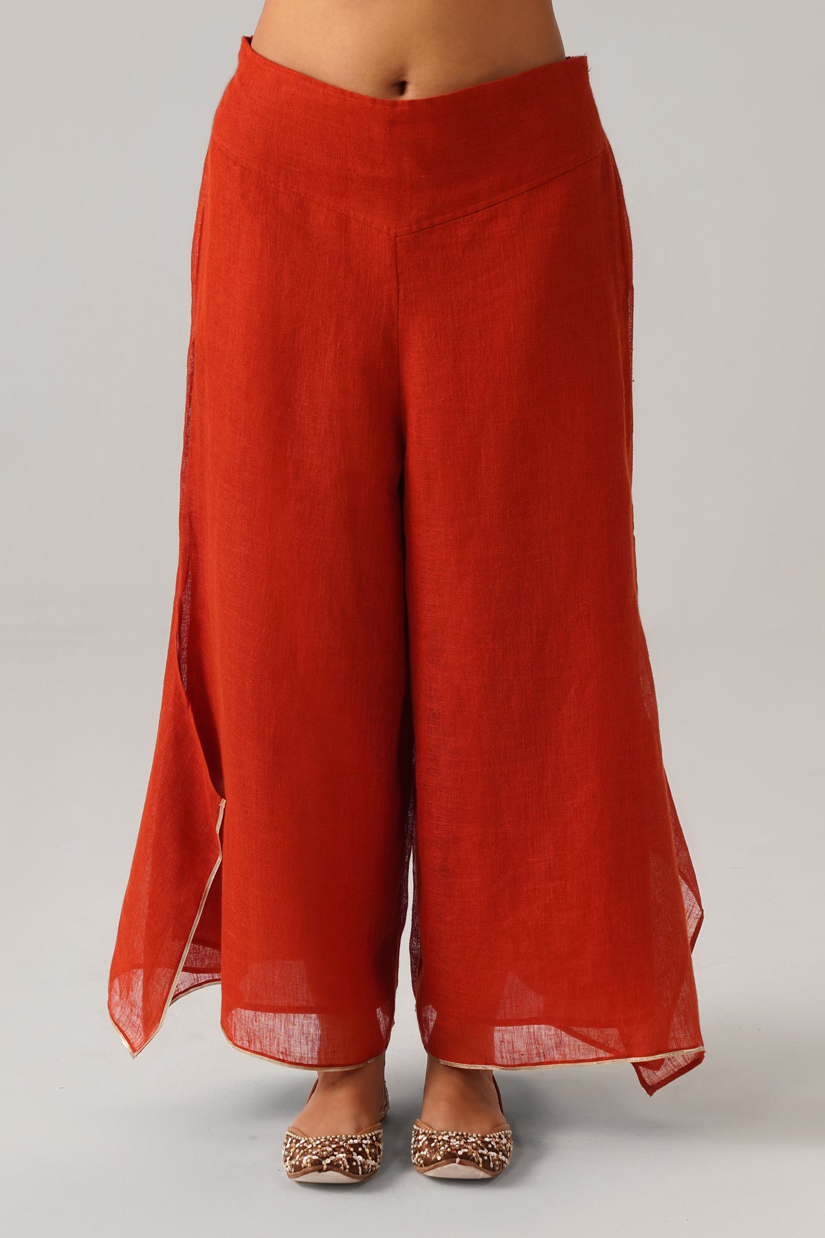 The Aftaab Burnt Orange Gauze Linen Cape