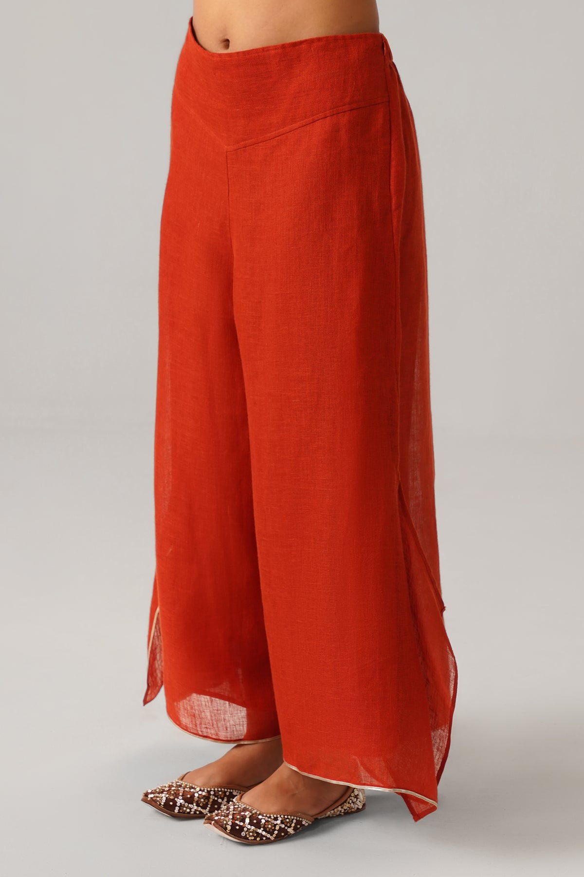 The Aftaab Burnt Orange Gauze Linen Cape