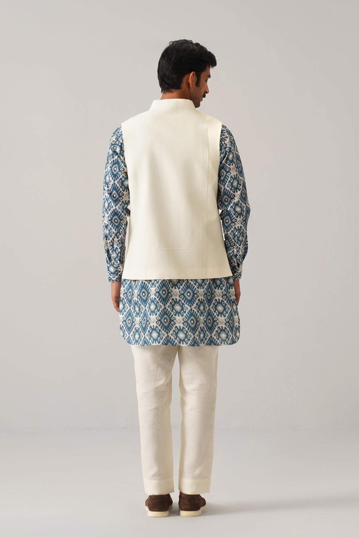 The Sehar Cream Linen Nehru Jacket