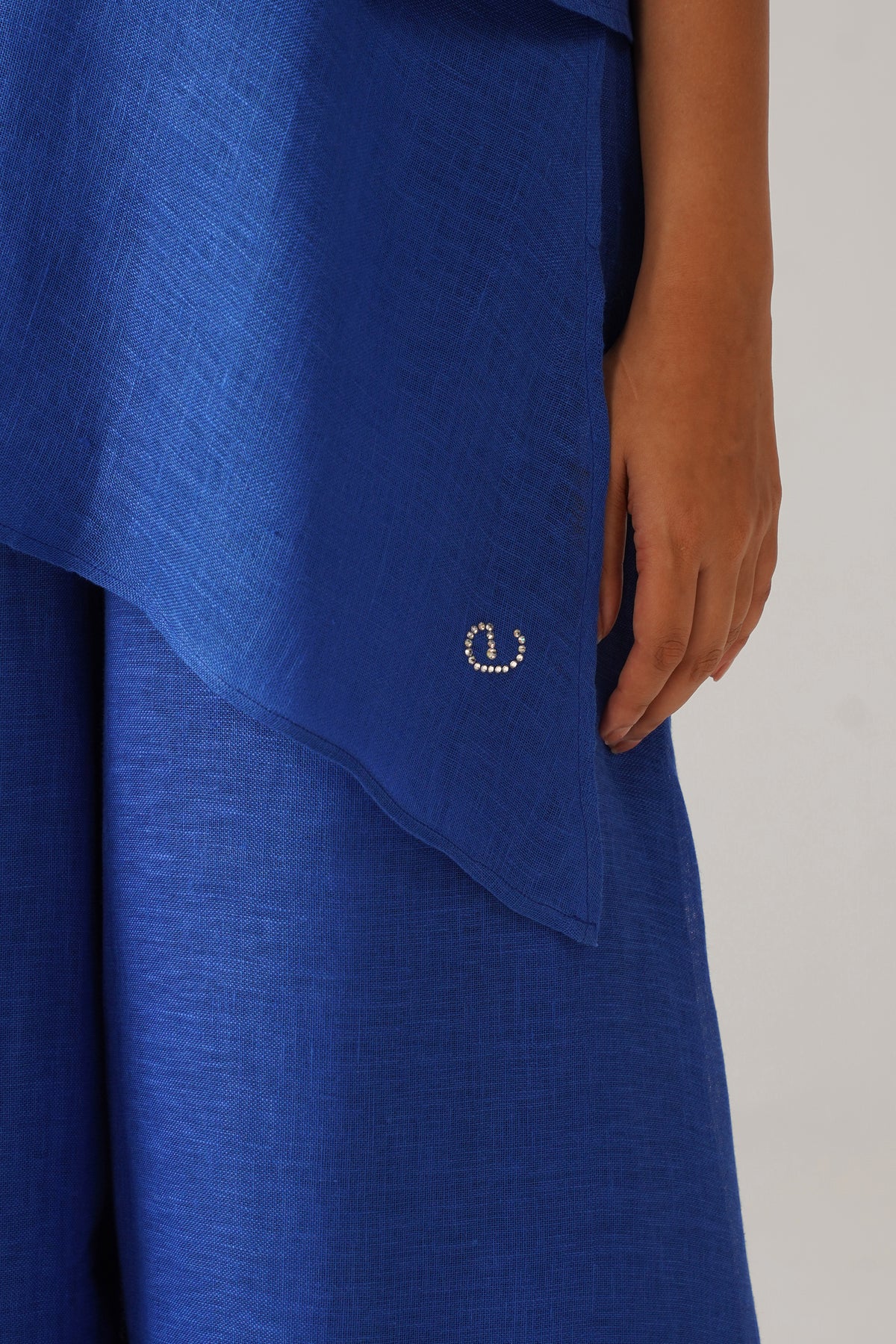 The Boho Banno Royal Blue Linen Cape Set
