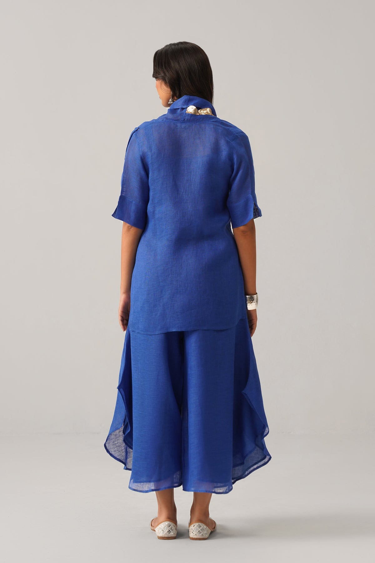 The Boho Banno Royal Blue Linen Cape Set