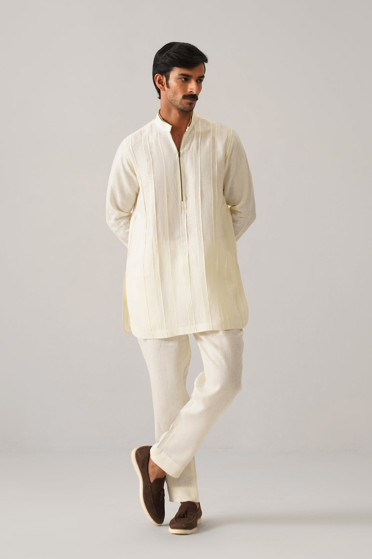 The Rehmat Cream Linen Kurta