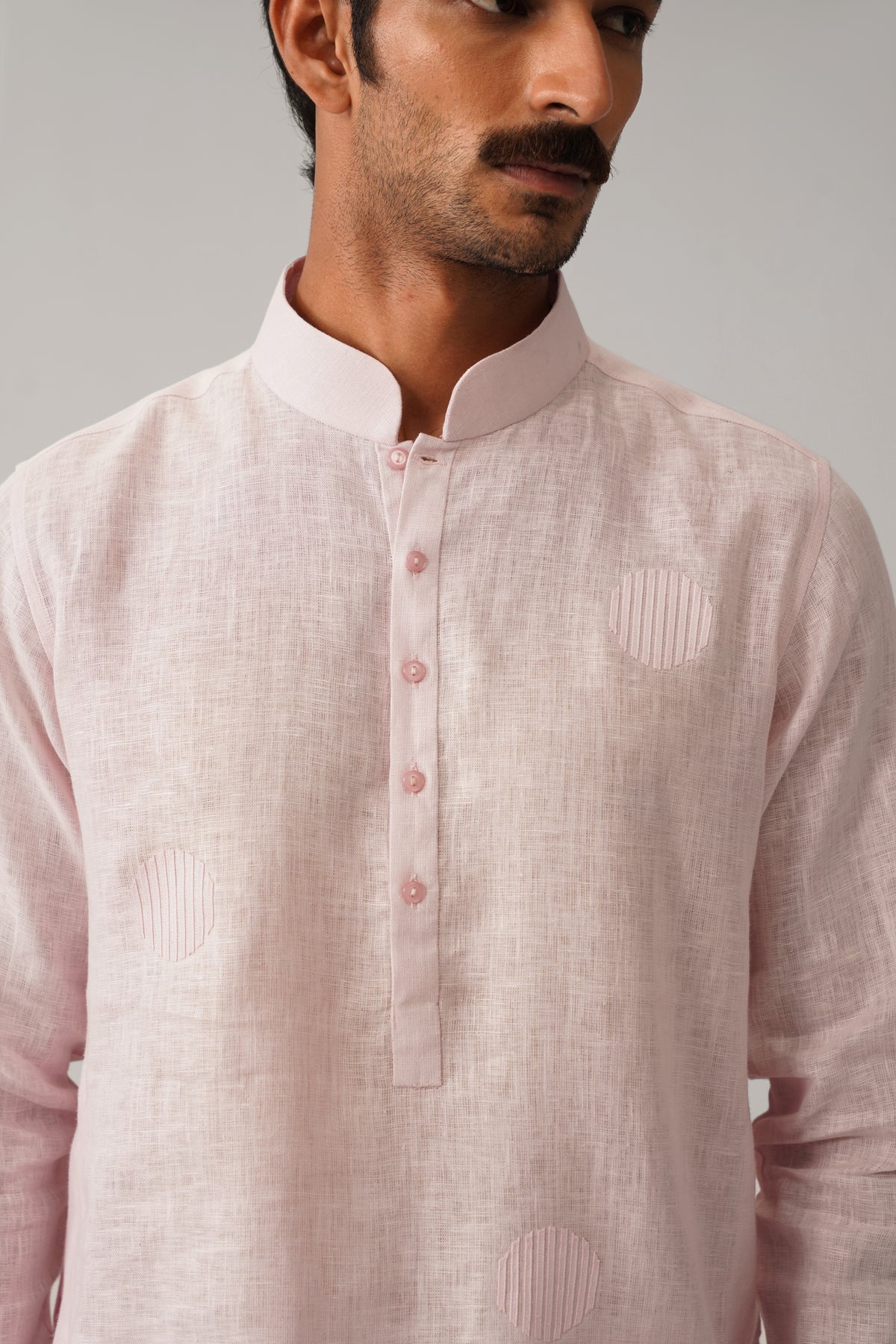 The Ehsaas Baby Pink Linen Kurta Set