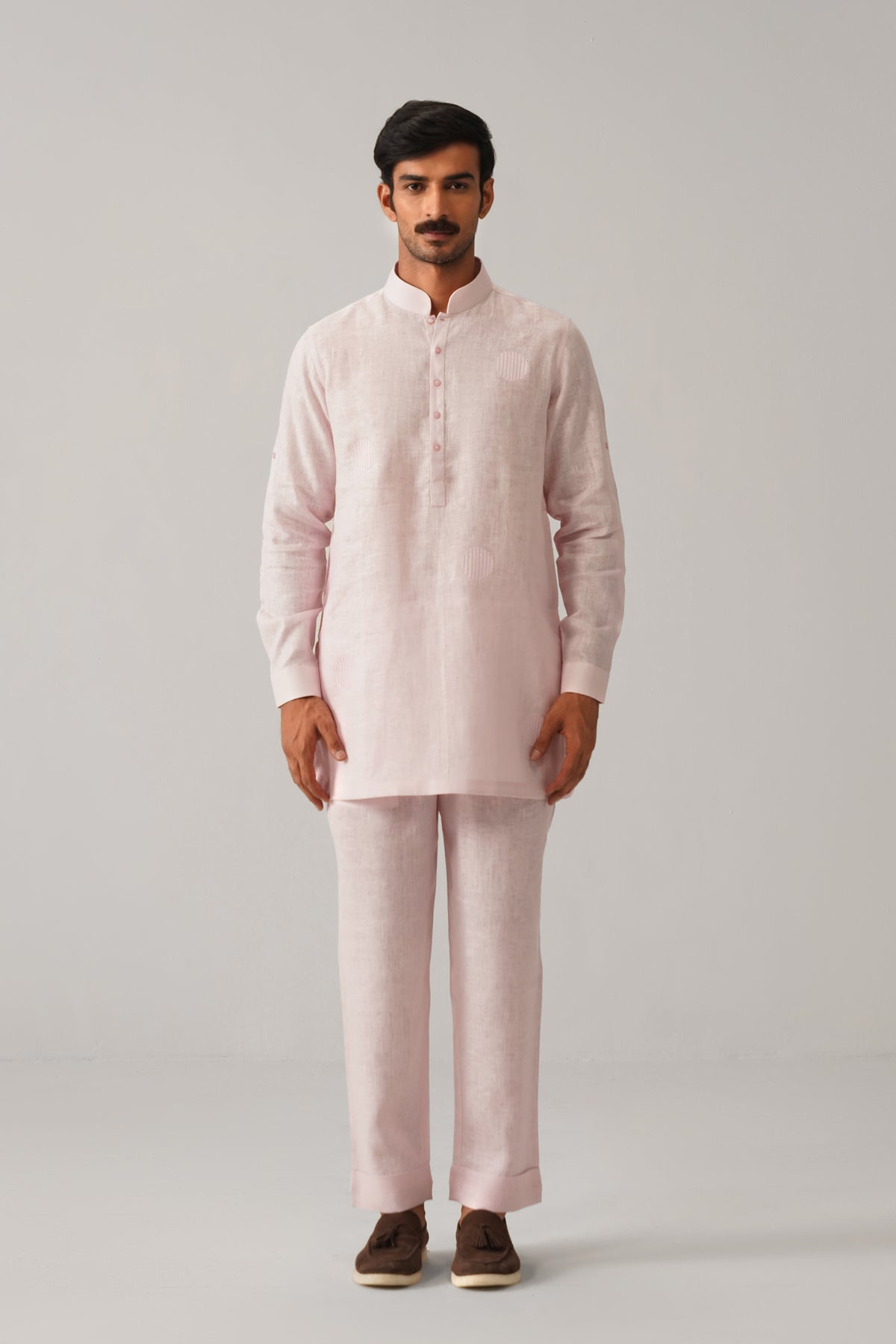 The Ehsaas Baby Pink Linen Kurta Set