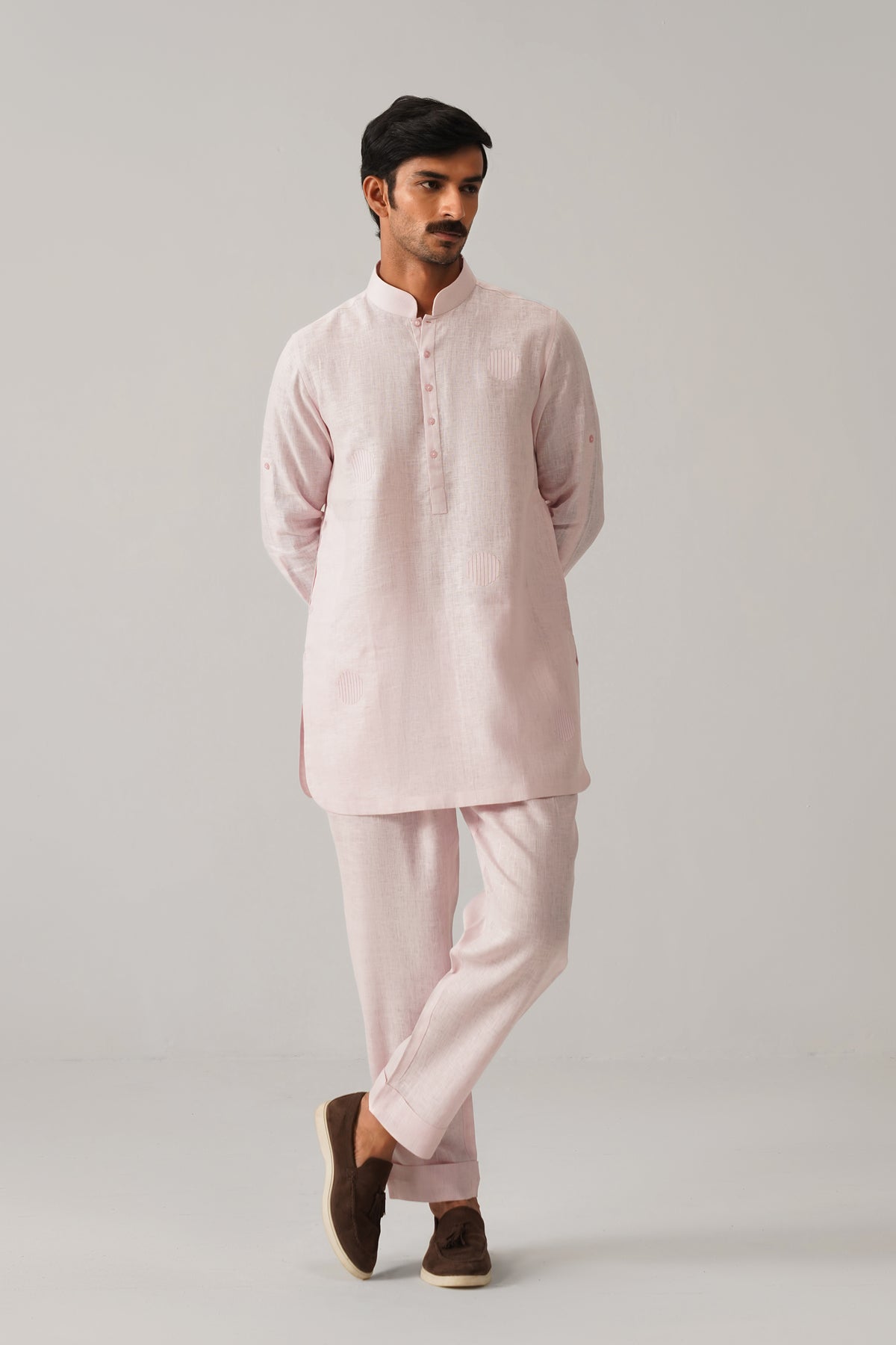 The Ehsaas Baby Pink Linen Kurta Set