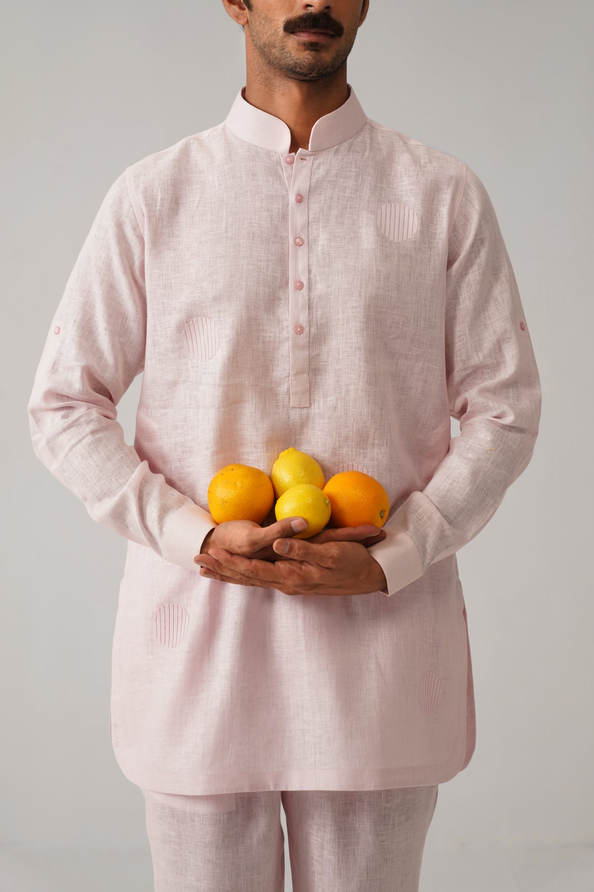 The Ehsaas Baby Pink Linen Kurta Set