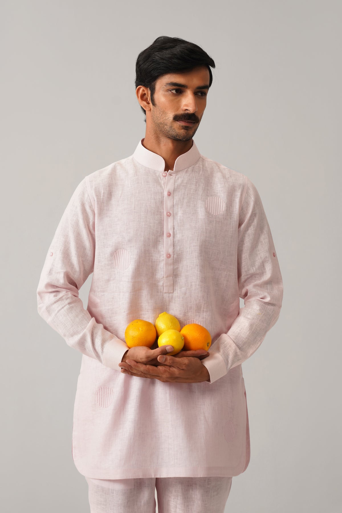 The Ehsaas Baby Pink Linen Kurta Set